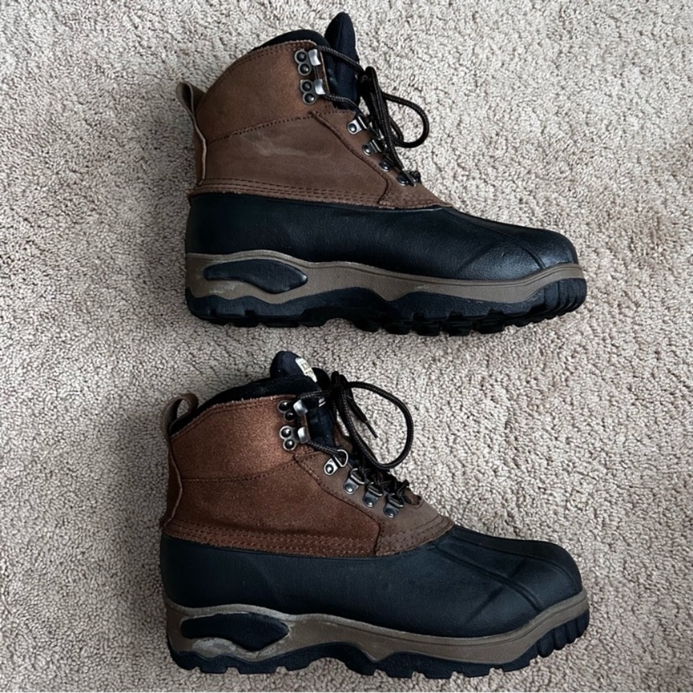 Rugged Exposure Men's Black and Brown Insulated  Rain Snow Hiking Hunting Boots - Picture 8 of 11